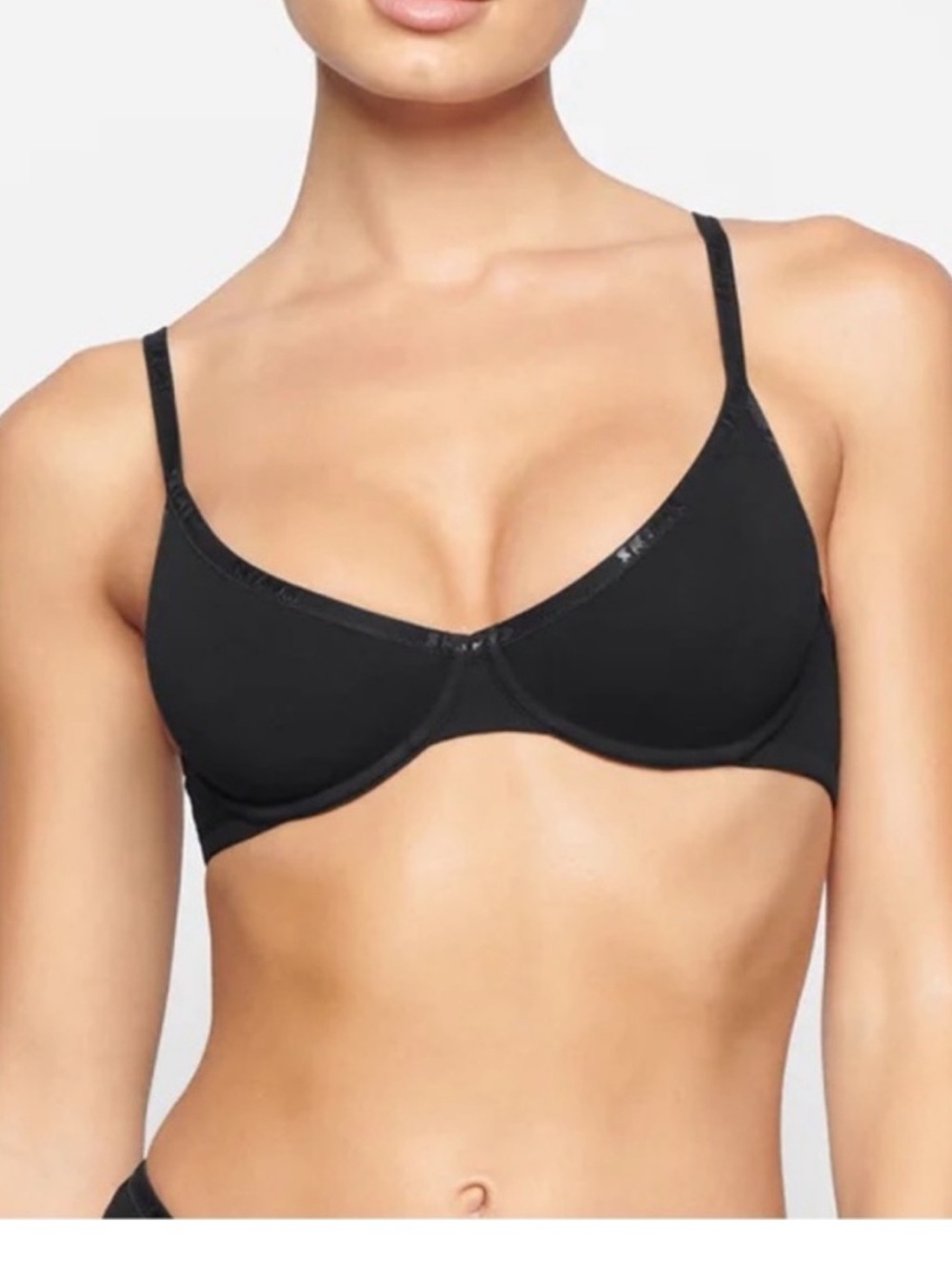 SKIMS Cotton Underwire Logo Bra Black